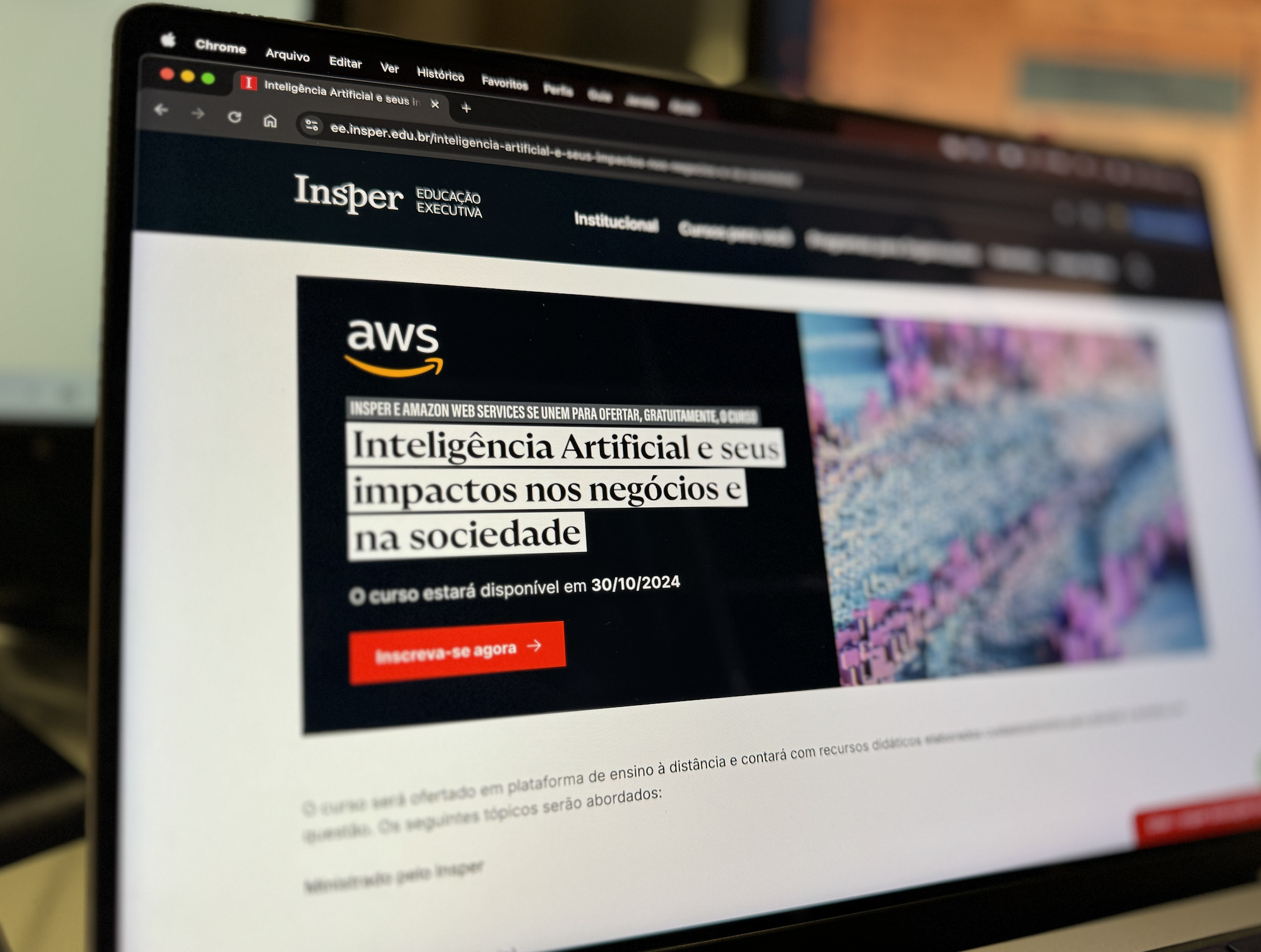 Insper e AWS se unem para ofertar curso gratuito de Inteligência Artificial; curso estará disponível a partir do dia 30 de outubro